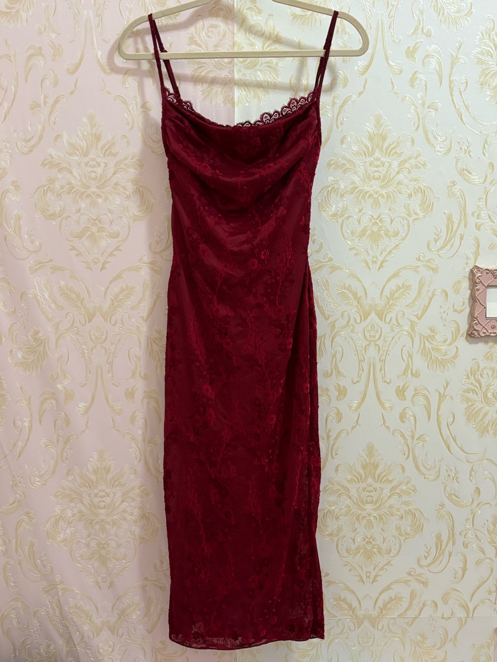 Wine Red Lace Slip Dress XS-S